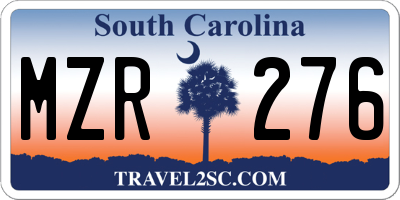 SC license plate MZR276