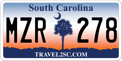 SC license plate MZR278