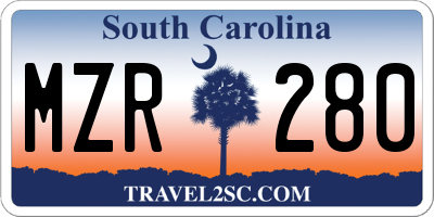 SC license plate MZR280
