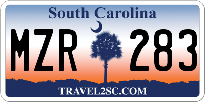 SC license plate MZR283