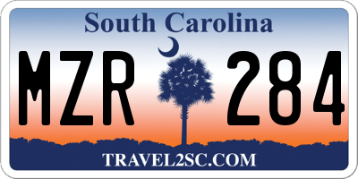 SC license plate MZR284