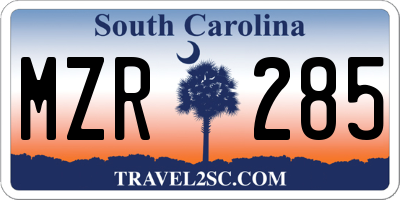 SC license plate MZR285