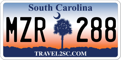 SC license plate MZR288