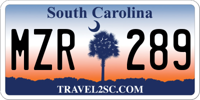 SC license plate MZR289