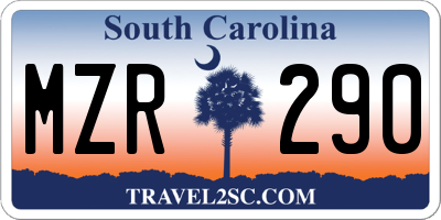 SC license plate MZR290