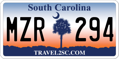 SC license plate MZR294