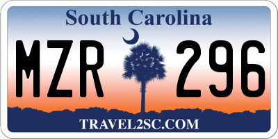 SC license plate MZR296