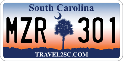 SC license plate MZR301