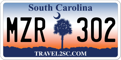 SC license plate MZR302