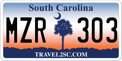 SC license plate MZR303