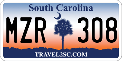 SC license plate MZR308