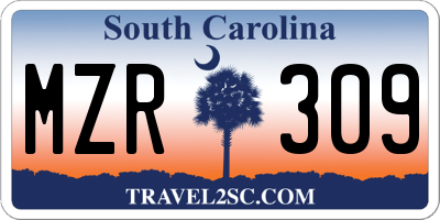 SC license plate MZR309