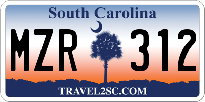 SC license plate MZR312