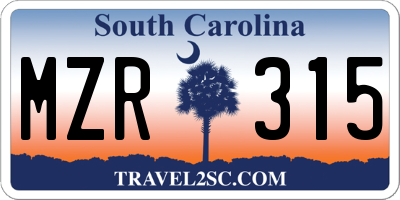 SC license plate MZR315