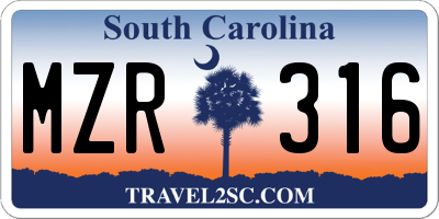 SC license plate MZR316