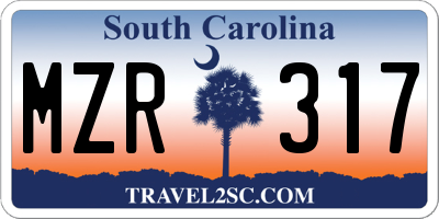 SC license plate MZR317
