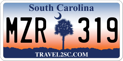 SC license plate MZR319