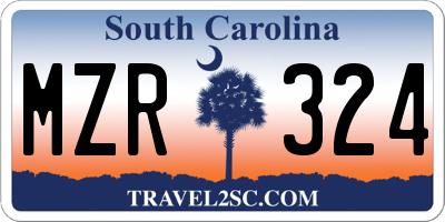 SC license plate MZR324