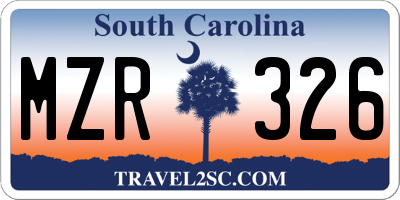 SC license plate MZR326