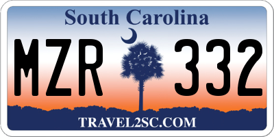 SC license plate MZR332