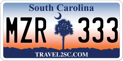 SC license plate MZR333