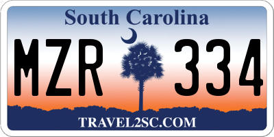 SC license plate MZR334