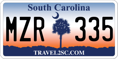 SC license plate MZR335