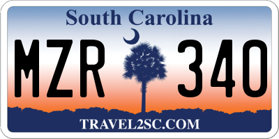 SC license plate MZR340
