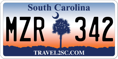 SC license plate MZR342