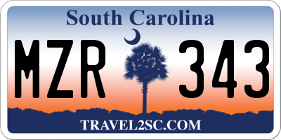 SC license plate MZR343