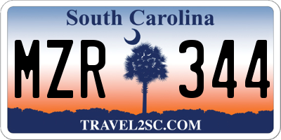 SC license plate MZR344