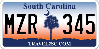 SC license plate MZR345