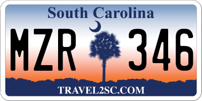 SC license plate MZR346