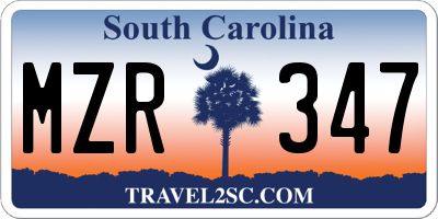 SC license plate MZR347