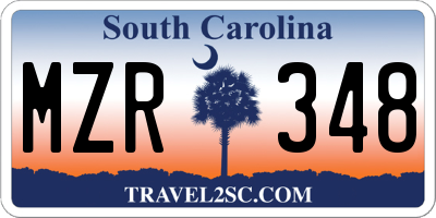SC license plate MZR348