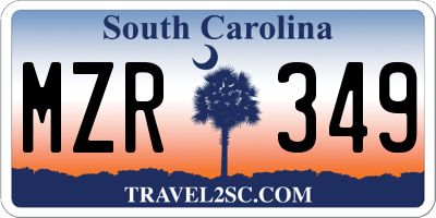 SC license plate MZR349