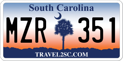SC license plate MZR351
