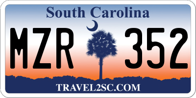 SC license plate MZR352