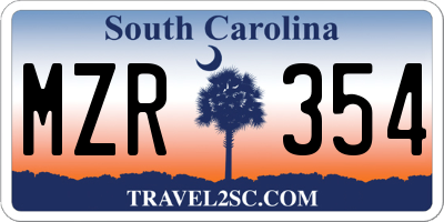 SC license plate MZR354