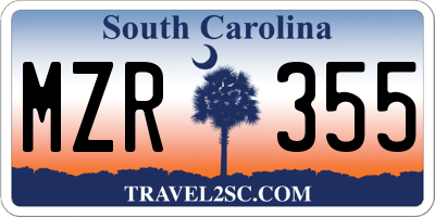 SC license plate MZR355