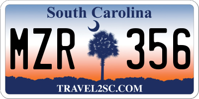 SC license plate MZR356