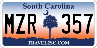 SC license plate MZR357