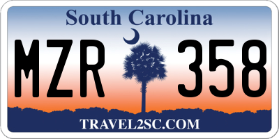SC license plate MZR358