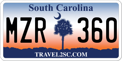 SC license plate MZR360