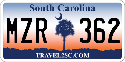 SC license plate MZR362