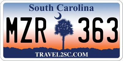 SC license plate MZR363
