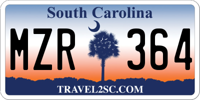 SC license plate MZR364