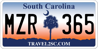 SC license plate MZR365