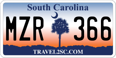 SC license plate MZR366