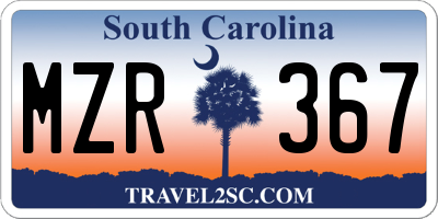 SC license plate MZR367